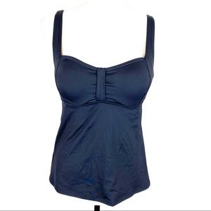 Lands End Black Tankini Swimsuit Underwire Bra Top Size 02 32B 34A Push Up